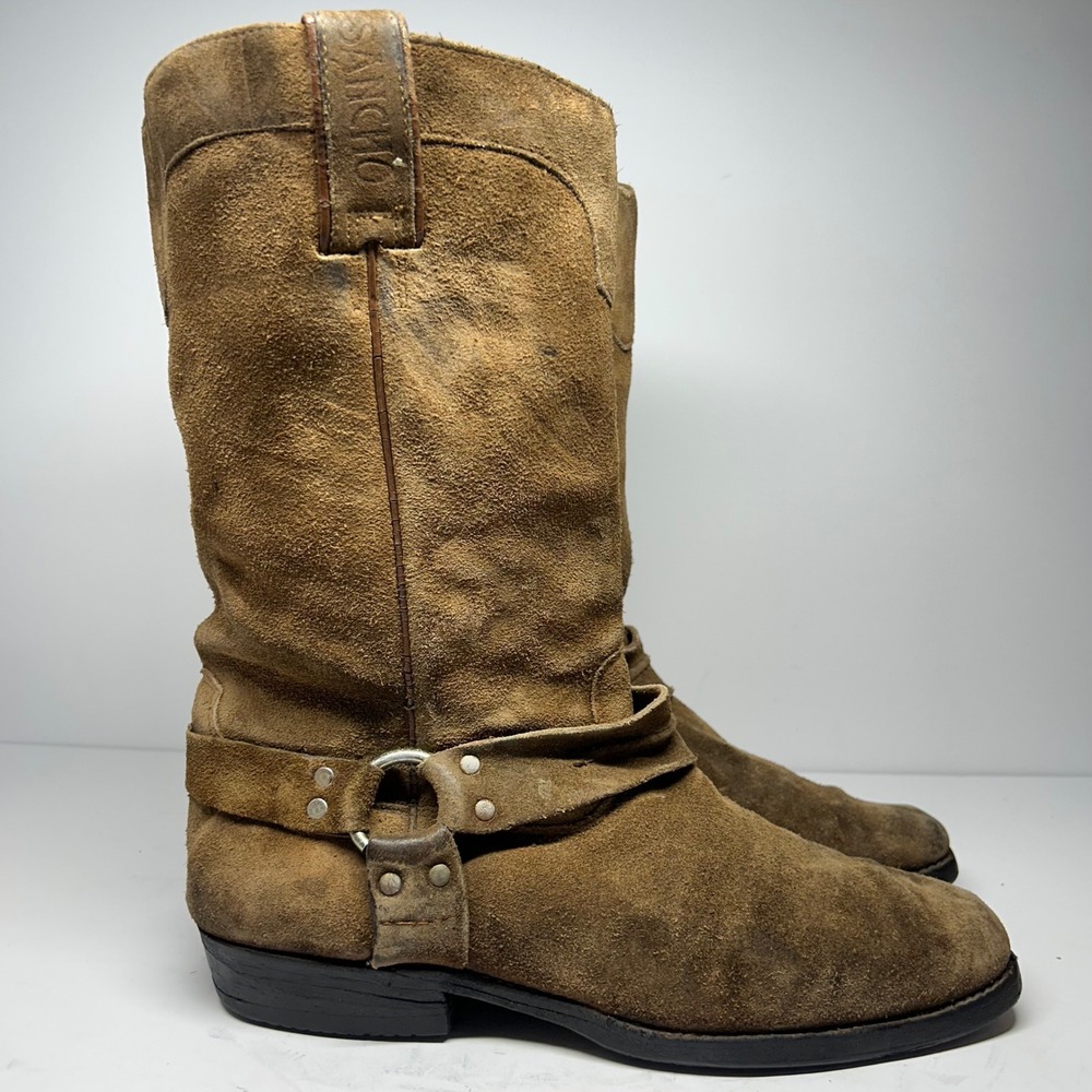 Sancho Harness Boots Brown Suede Mens 42 Biker Western Made in Spain 1790 4931
